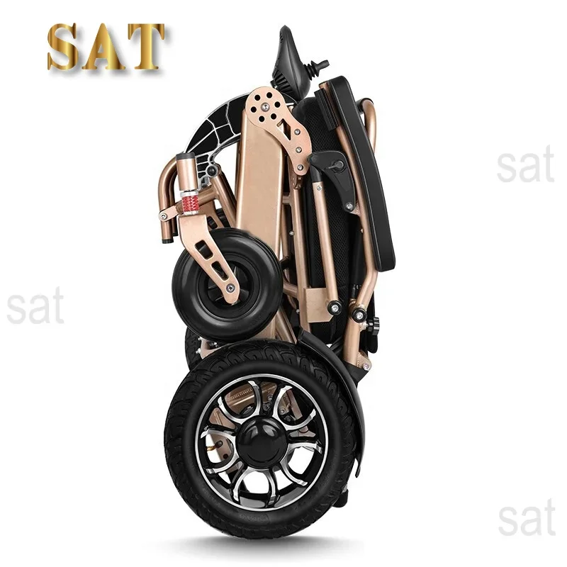 Hot Selling Aluminum Alloy Lightweight Wheelchair Folding Power Remote Control Electronic Wheelchair
