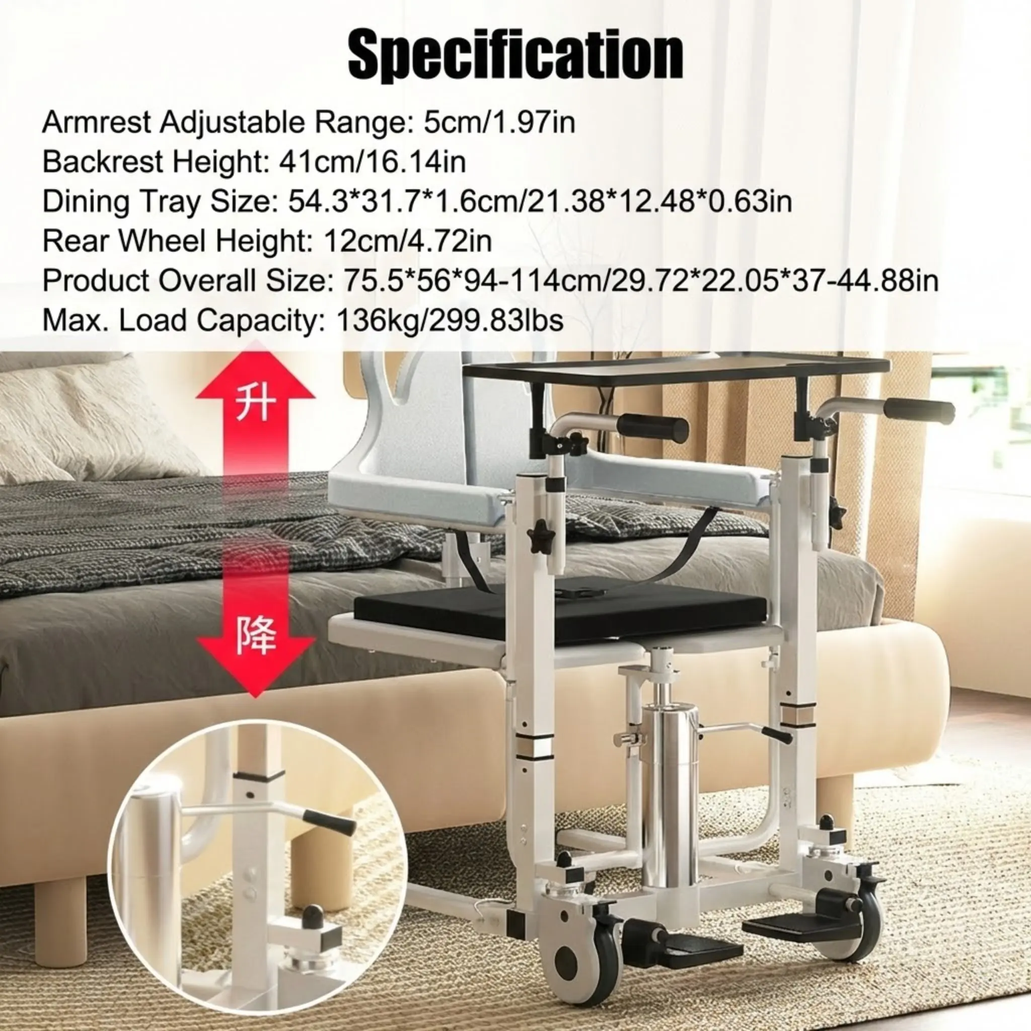Hydraulic Transfer Chair For Elderly Disabled Home Nursing