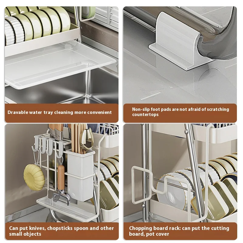 Kitchen Dish Drying Rack 2/3 Tiers KITCHEN & DINNING Color : 2 layers Grey|3 layers White|3 layers Grey|2 layers White Kitchen Dish Drying Rack 2/3 Tiers KITCHEN & DINNING Color : 2 layers Grey|3 layers White|3 layers Grey|2 layers White