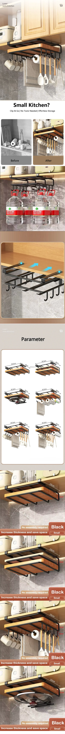 Kitchen Hanging Organizer Rack with Hooks