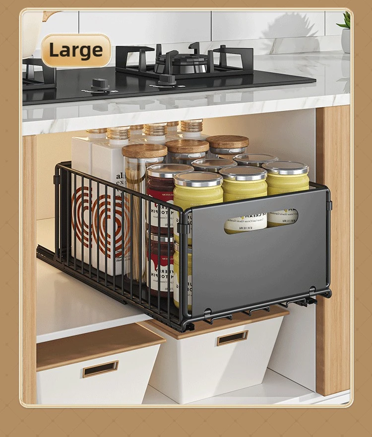 Kitchen Storage Rack Home Seasoning Sorting Rack Bathroom Deep Cabinet Storage Cabinet Internal Basket Pull-out Storage Box