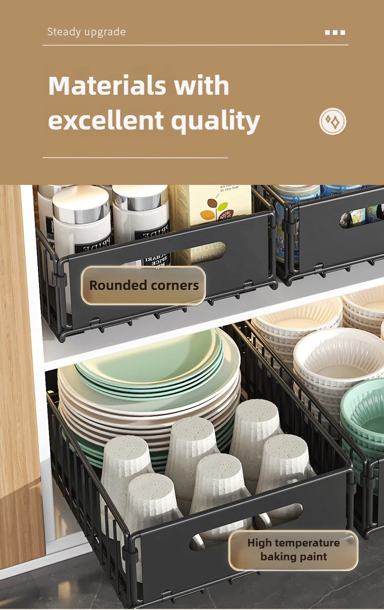 Kitchen Storage Rack Home Seasoning Sorting Rack Bathroom Deep Cabinet Storage Cabinet Internal Basket Pull-out Storage Box