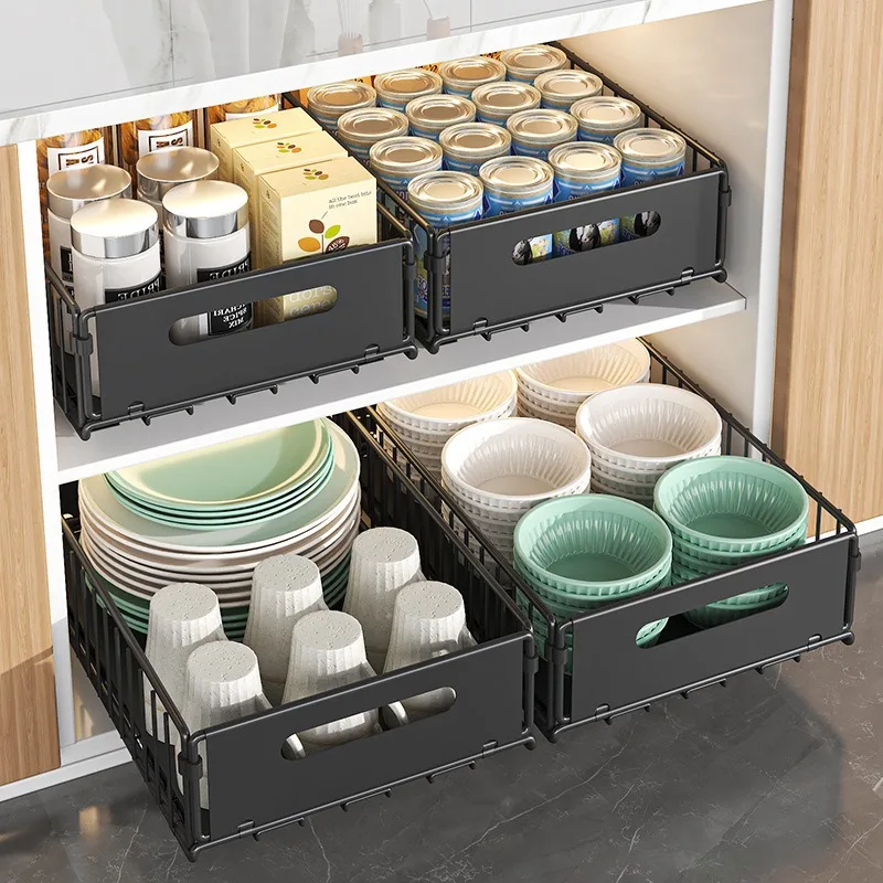 Kitchen Storage Rack Home Seasoning Sorting Rack Bathroom Deep Cabinet Storage Cabinet Internal Basket Pull-out Storage Box Color : 2PCS S|One S and L each|2PCS L|White-8068|Black-8068|S|L Kitchen Storage Rack Home Seasoning Sorting Rack Bathroom Deep Cabinet Storage Cabinet Internal Basket Pull-out Storage Box Color : 2PCS S|One S and L each|2PCS L|White-8068|Black-8068|S|L