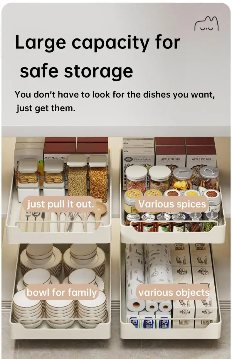 Kitchen Storage metal holder with Slide Rails