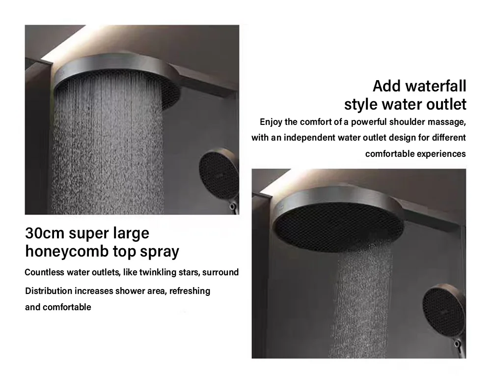 Luxury Spa Jet Shower System LED Display Copper Mixer Smart Bathroom Faucet