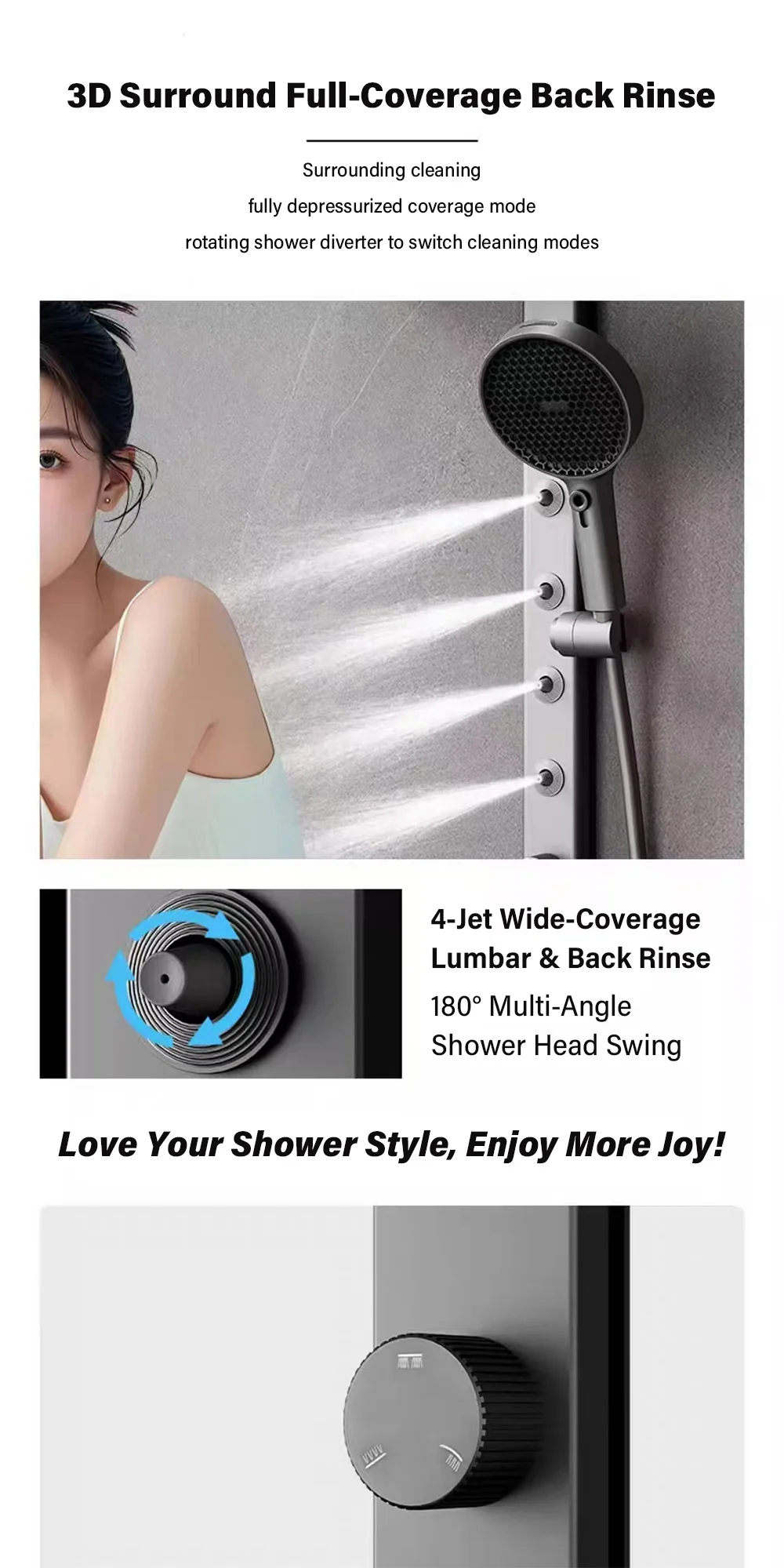 Luxury Spa Jet Shower System LED Display Copper Mixer Smart Bathroom Faucet