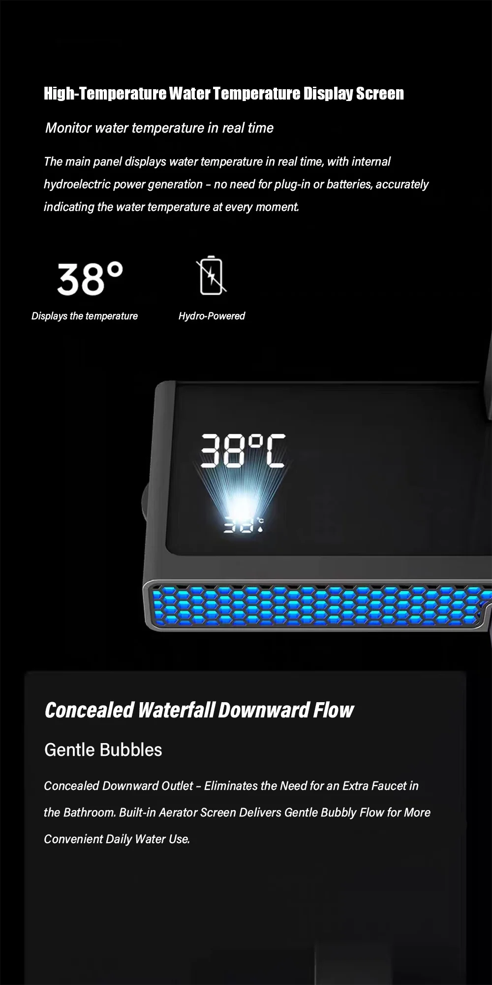 Luxury Spa Jet Shower System LED Display Copper Mixer Smart Bathroom Faucet