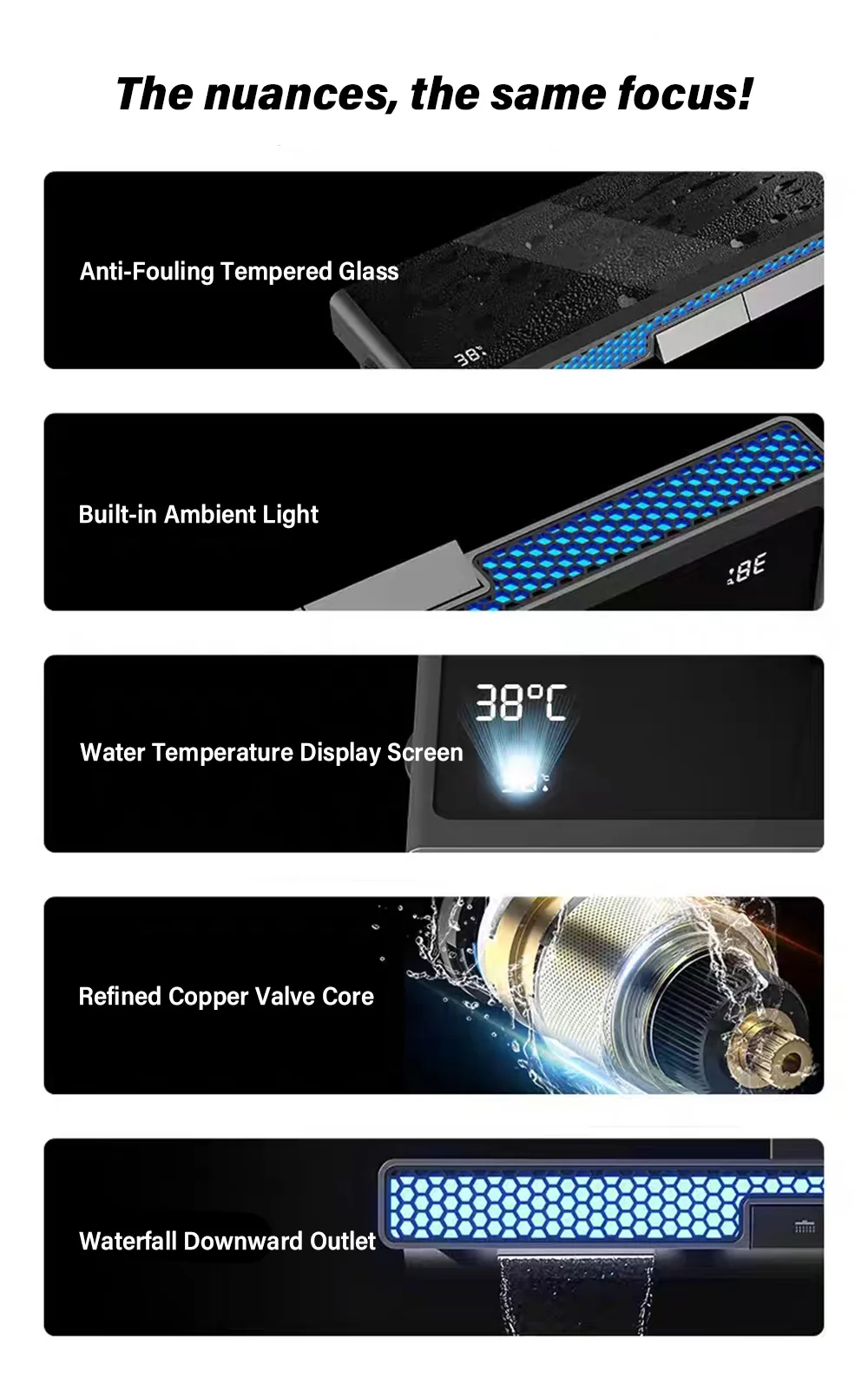 Luxury Spa Jet Shower System LED Display Copper Mixer Smart Bathroom Faucet