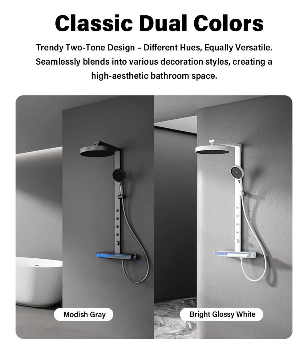 Luxury Spa Jet Shower System LED Display Copper Mixer Smart Bathroom Faucet