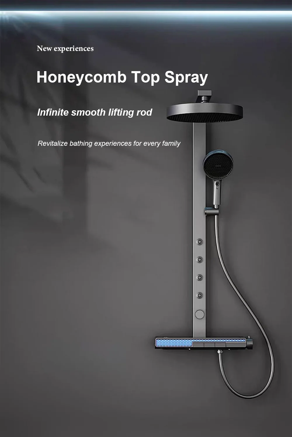 Luxury Spa Jet Shower System LED Display Copper Mixer Smart Bathroom Faucet