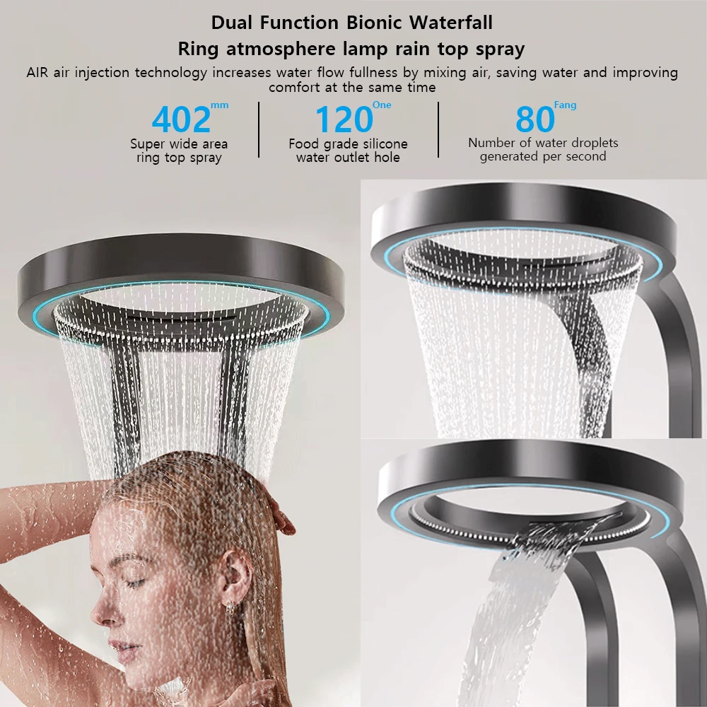 Luxury Wall Mounted Spa Massage Shower Panels System Digital Display BATHROOM ACCESSORIES Color : Gray|Black|Silver|White Luxury Wall Mounted Spa Massage Shower Panels System Digital Display BATHROOM ACCESSORIES Color : Gray|Black|Silver|White