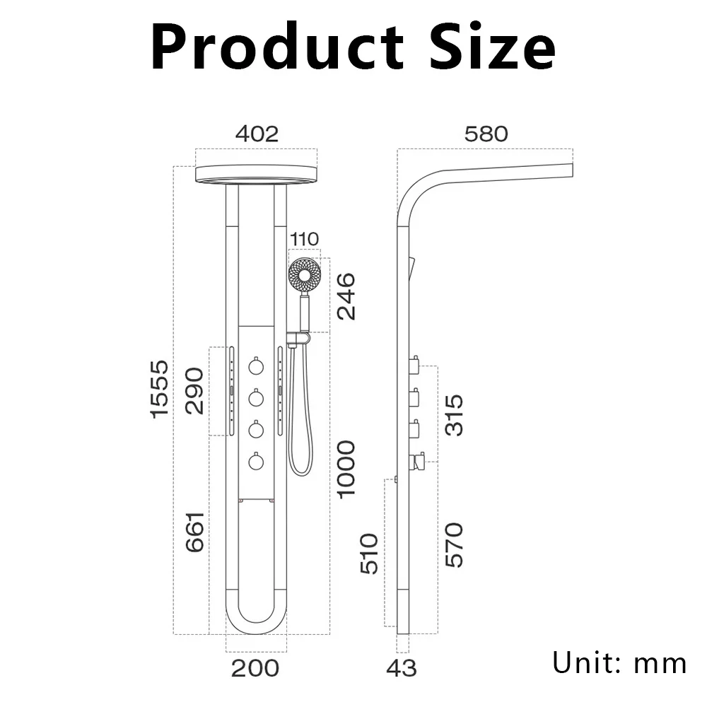 Luxury Wall Mounted Spa Massage Shower Panels System Digital Display Luxury Wall Mounted Spa Massage Shower Panels System Digital Display
