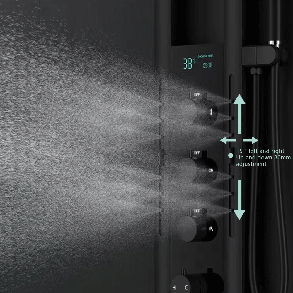 Luxury Wall Mounted Spa Massage Shower Panels System Digital Display BATHROOM ACCESSORIES Color : Gray|Black|Silver|White Luxury Wall Mounted Spa Massage Shower Panels System Digital Display BATHROOM ACCESSORIES Color : Gray|Black|Silver|White