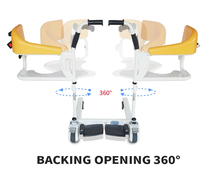 Manual Patient Transfer Chair Lift Wheelchair With Toilet Commode For Elderly Disabled