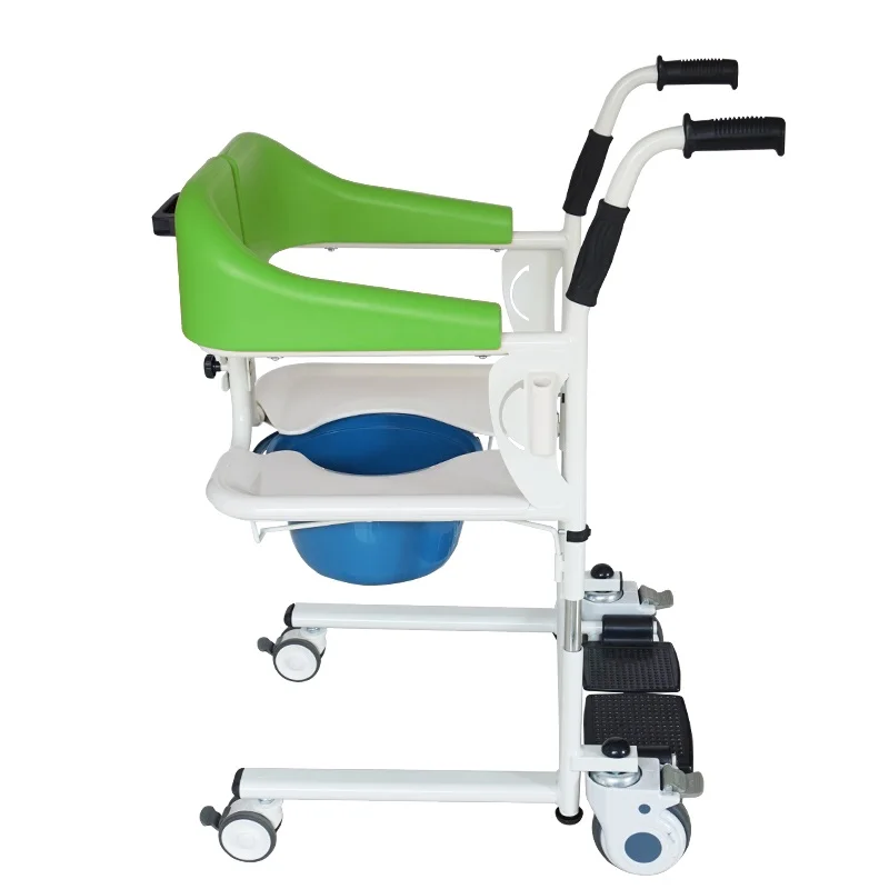 Manual Patient Transfer Chair Lift Wheelchair With Toilet Commode For Elderly Disabled