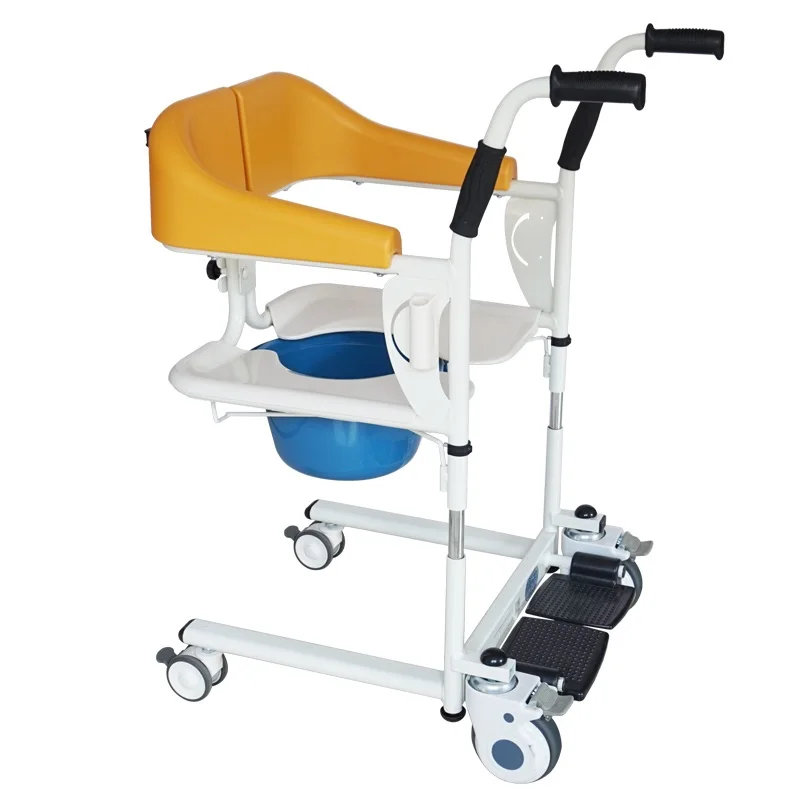 Manual Patient Transfer Chair Lift Wheelchair With Toilet Commode For Elderly Disabled