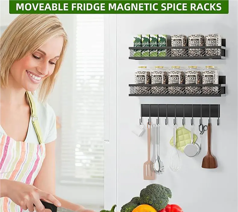 Metal Magnetic Spice Storage Rack for Refrigerator Oven