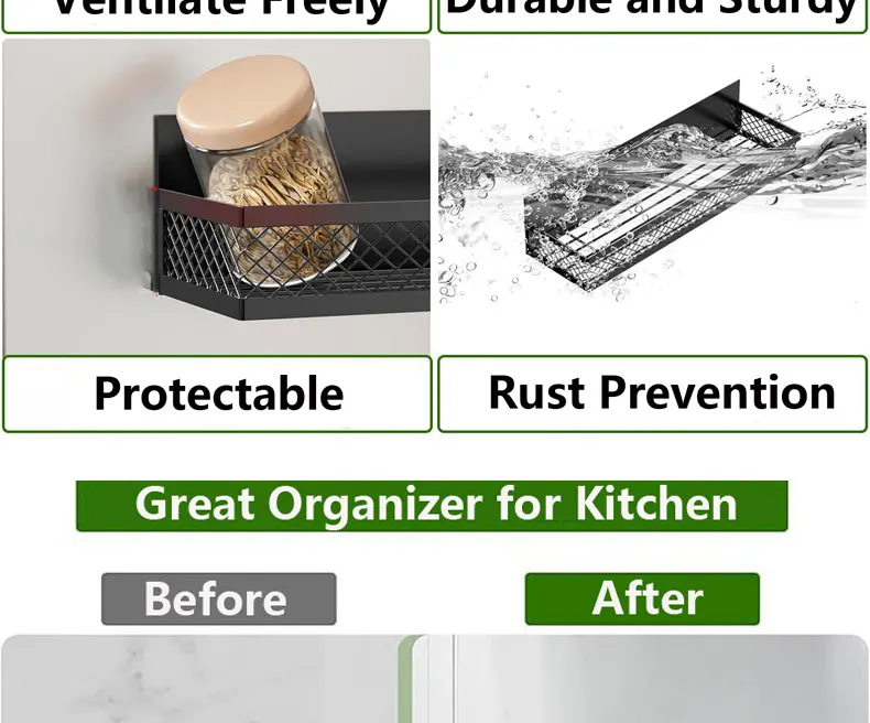 Metal Magnetic Spice Storage Rack for Refrigerator Oven