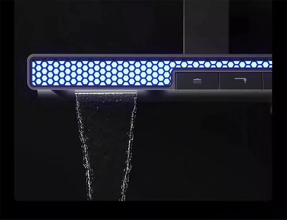 Modern Back Jet Shower System SPA Massage Split Bathroom Faucet Mixer Taps Smart LED Display Bathtub Complete Shower Column Set