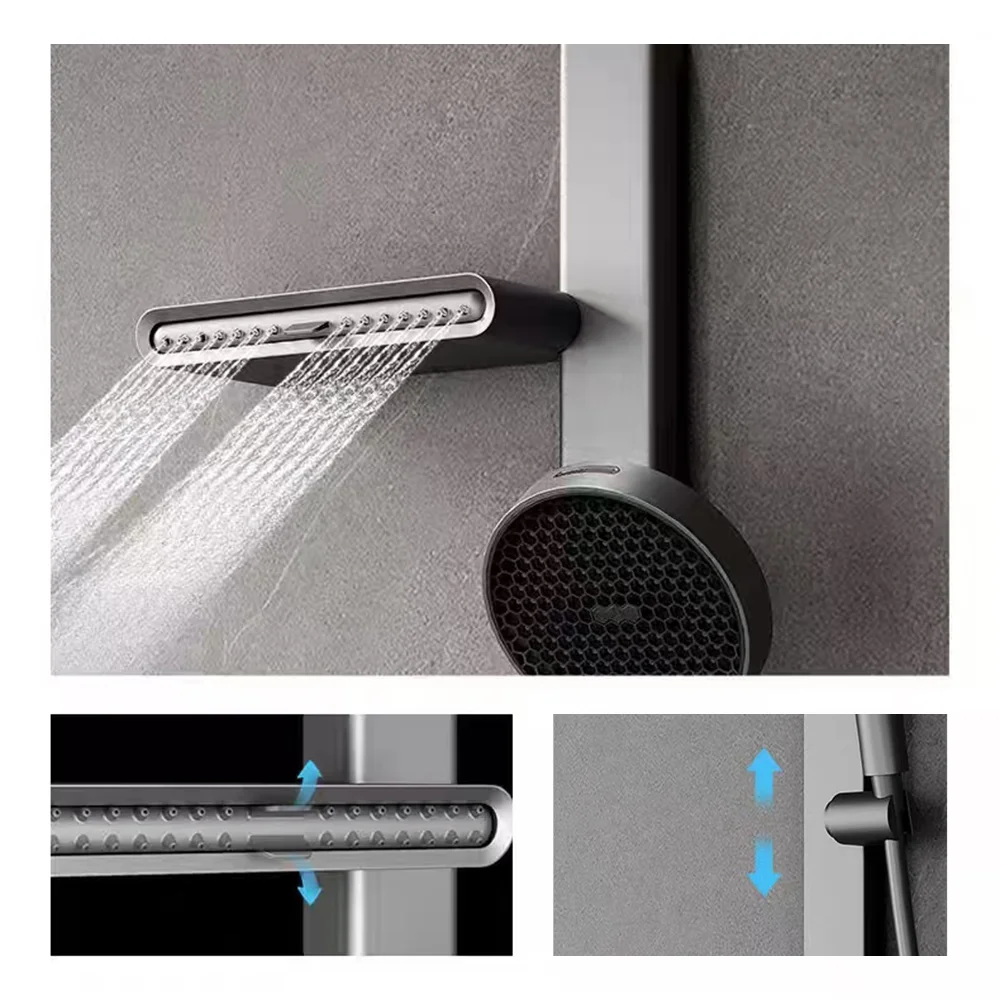 Modern Back Jet Shower System SPA Massage Split Bathroom Faucet Mixer Taps Smart LED Display Bathtub Complete Shower Column Set