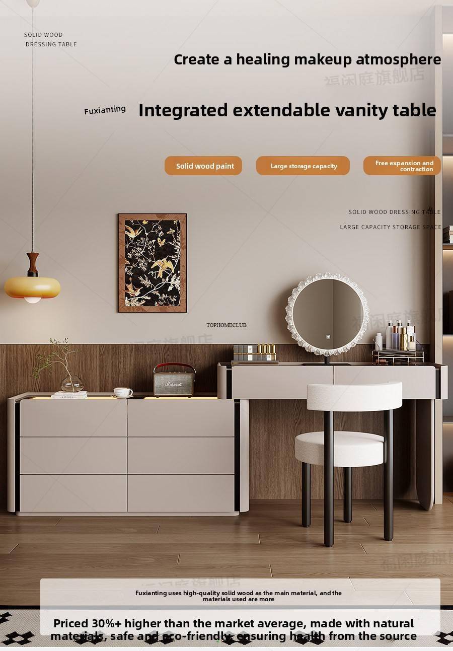 Modern Vanity with Mirror Jewelry Cabinet Stool Makeup Console Chests Vanity