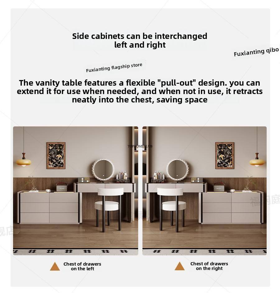 Modern Vanity with Mirror Jewelry Cabinet Stool Makeup Console Chests Vanity