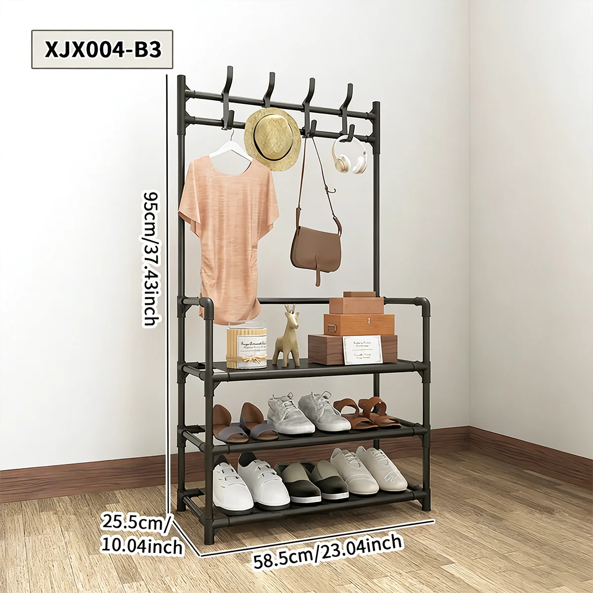 Multi-Layer Shoe and Hat Rack for Home Use, Freestanding Integrated Assembly Coat Rack, Simple Storage for Shoes and Clothes in the Entryway, Multifunctional Rack