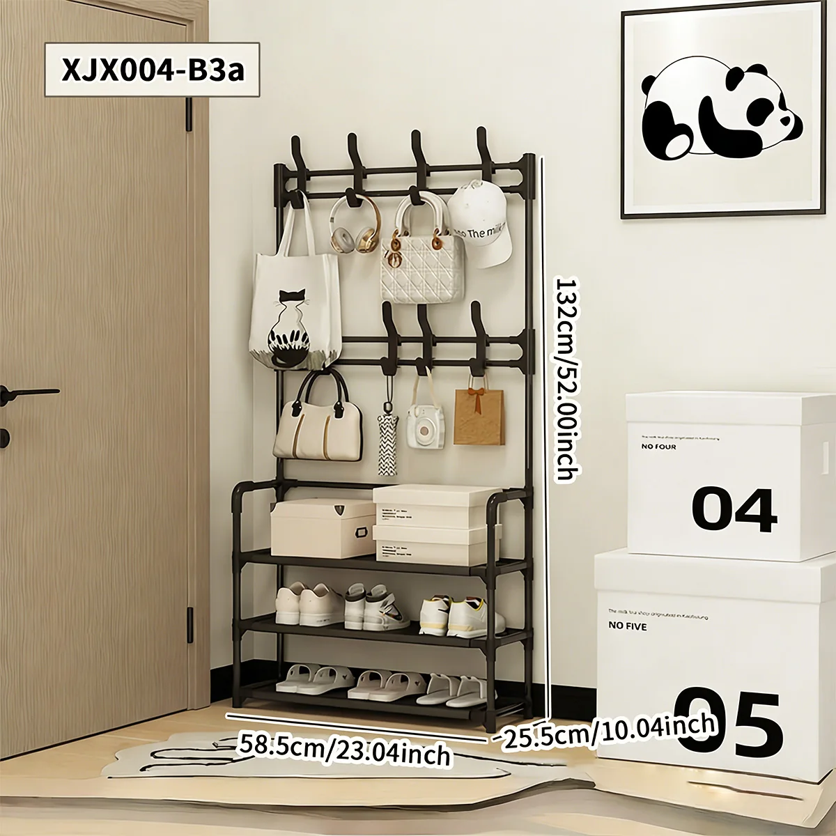 Multi-Layer Shoe and Hat Rack for Home Use, Freestanding Integrated Assembly Coat Rack, Simple Storage for Shoes and Clothes in the Entryway, Multifunctional Rack