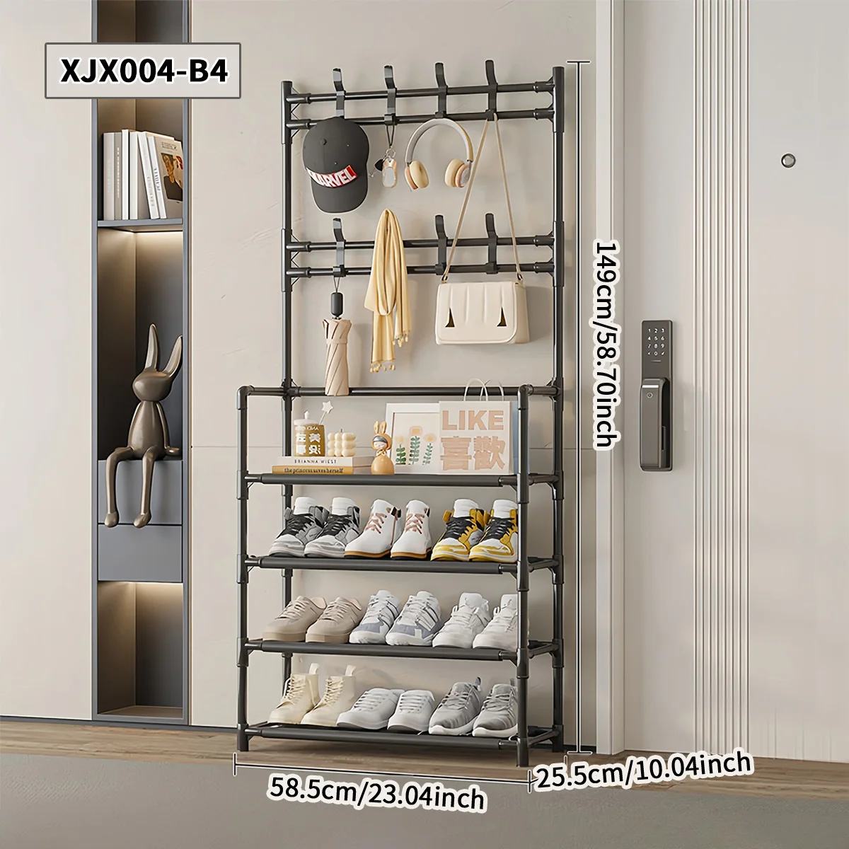 Multi-Layer Shoe and Hat Rack for Home Use, Freestanding Integrated Assembly Coat Rack, Simple Storage for Shoes and Clothes in the Entryway, Multifunctional Rack