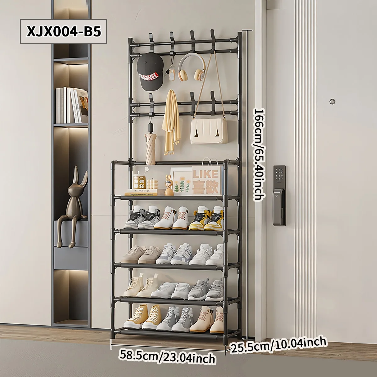 Multi-Layer Shoe and Hat Rack for Home Use, Freestanding Integrated Assembly Coat Rack, Simple Storage for Shoes and Clothes in the Entryway, Multifunctional Rack