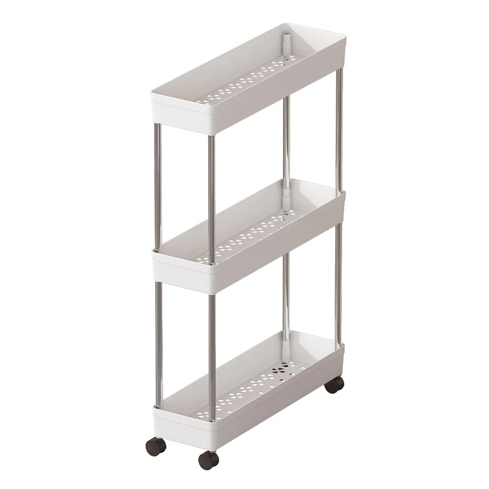 Multi-Layer Trolley Rack with Wheels Movable Storage Organizer BATHROOM SHELVES Color: 3 Layers White Multi-Layer Trolley Rack with Wheels Movable Storage Organizer BATHROOM SHELVES Color: 3 Layers White