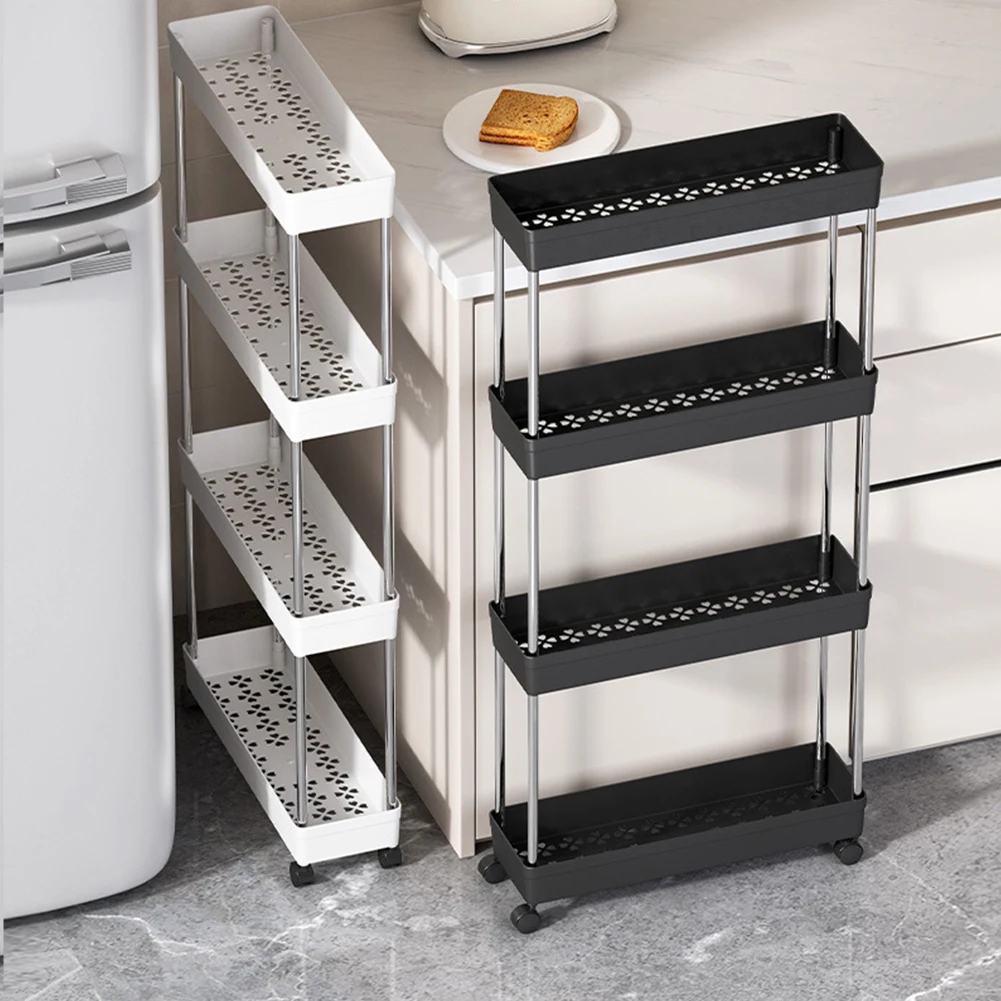 Multi-Layer Trolley Rack with Wheels Movable Storage Organizer