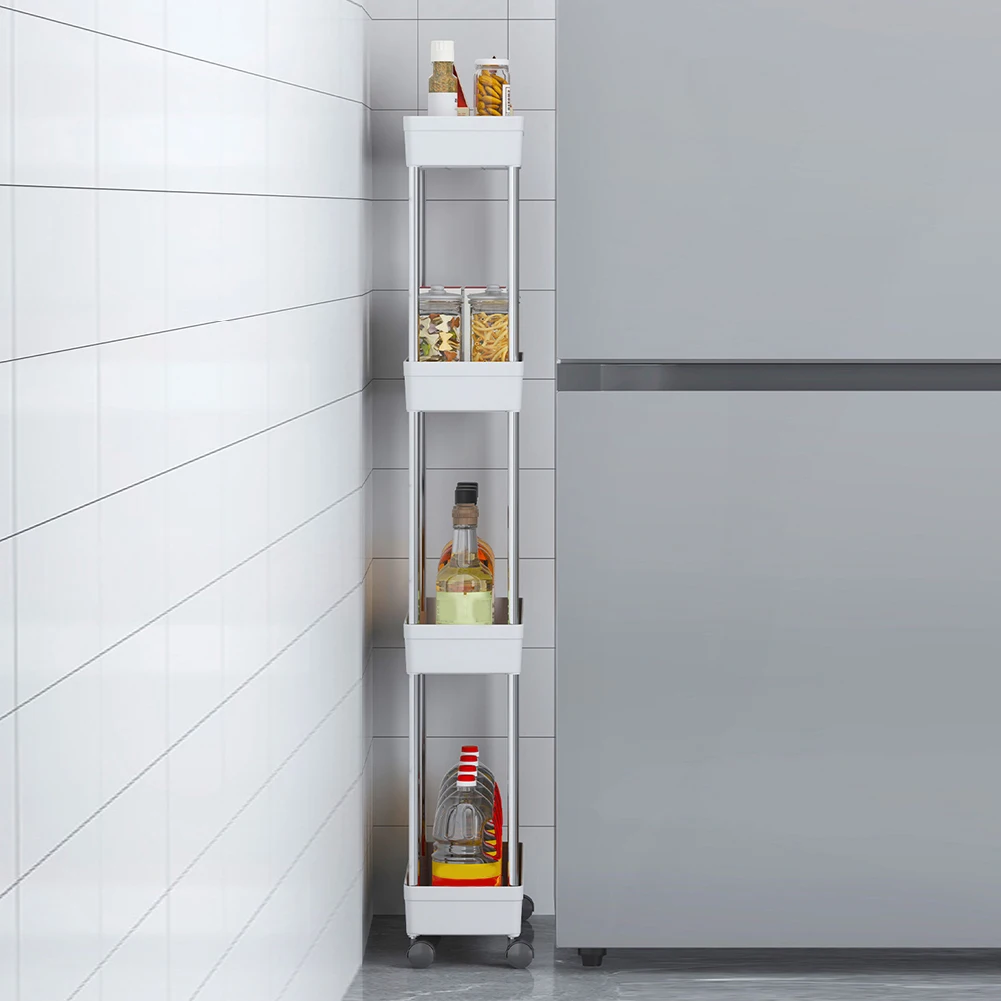 Multi-Layer Trolley Rack with Wheels Movable Storage Organizer