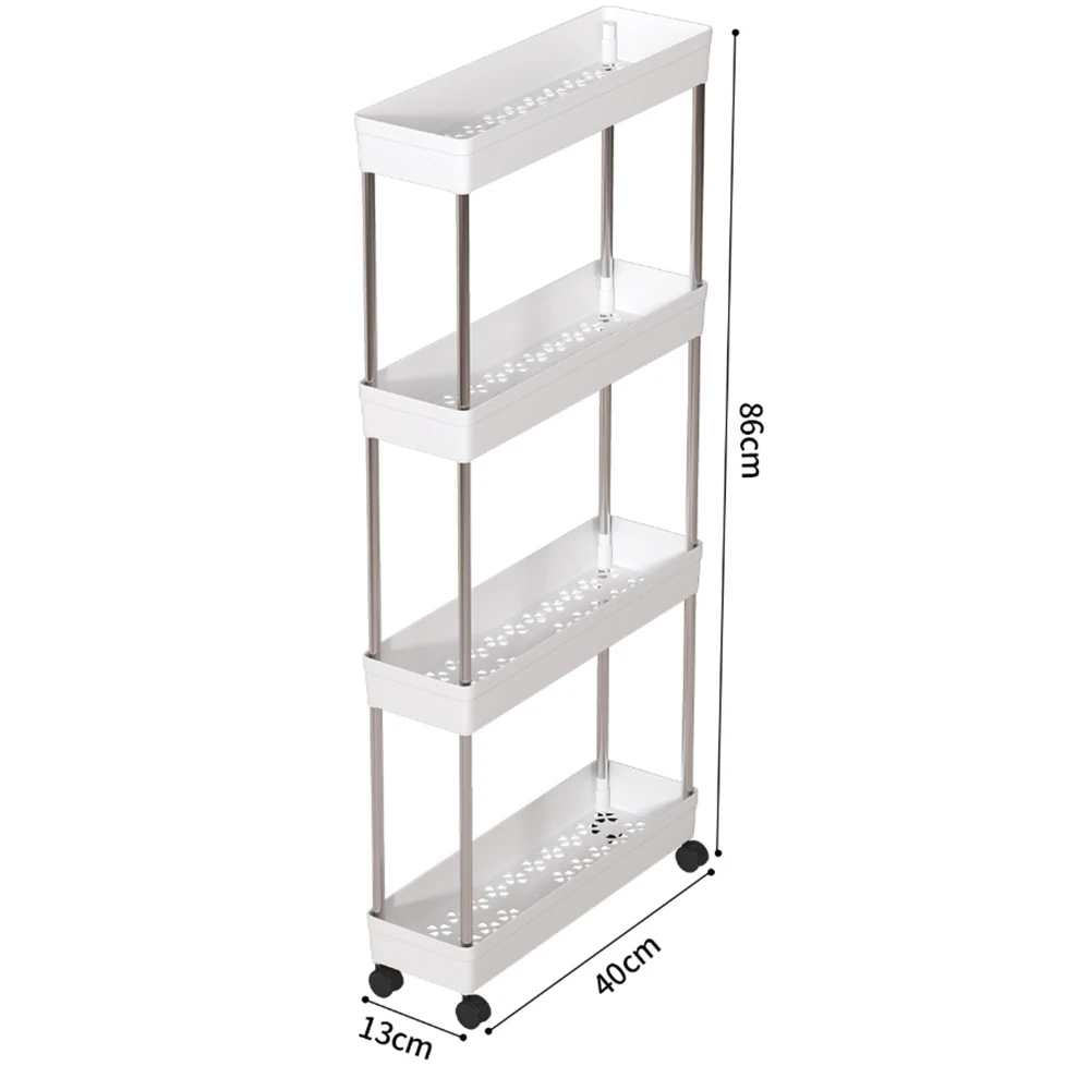 Multi-layer Small Cart Storage Rack BATHROOM SHELVES Color: white 4F Multi-layer Small Cart Storage Rack BATHROOM SHELVES Color: white 4F