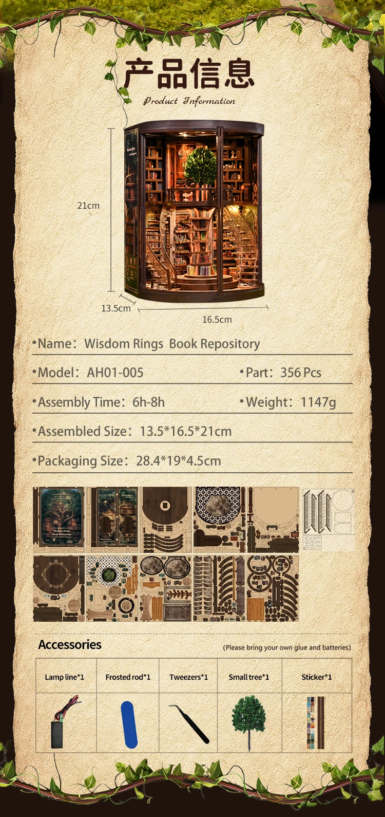 NEW DIY Wooden Book Nook Figurines NEW DIY Wooden Book Nook Figurines