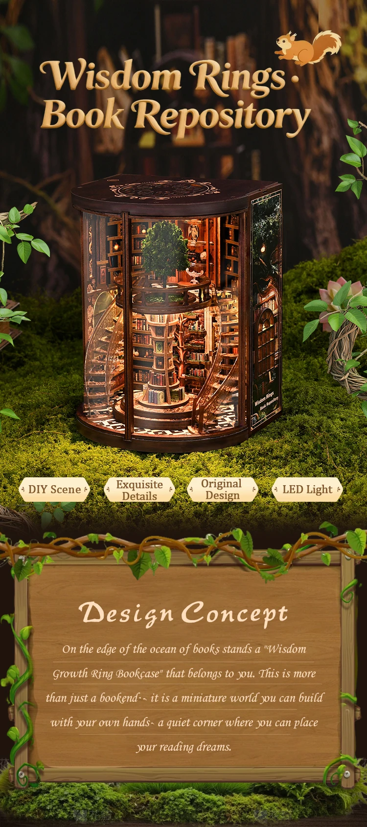 NEW DIY Wooden Book Nook Figurines NEW DIY Wooden Book Nook Figurines