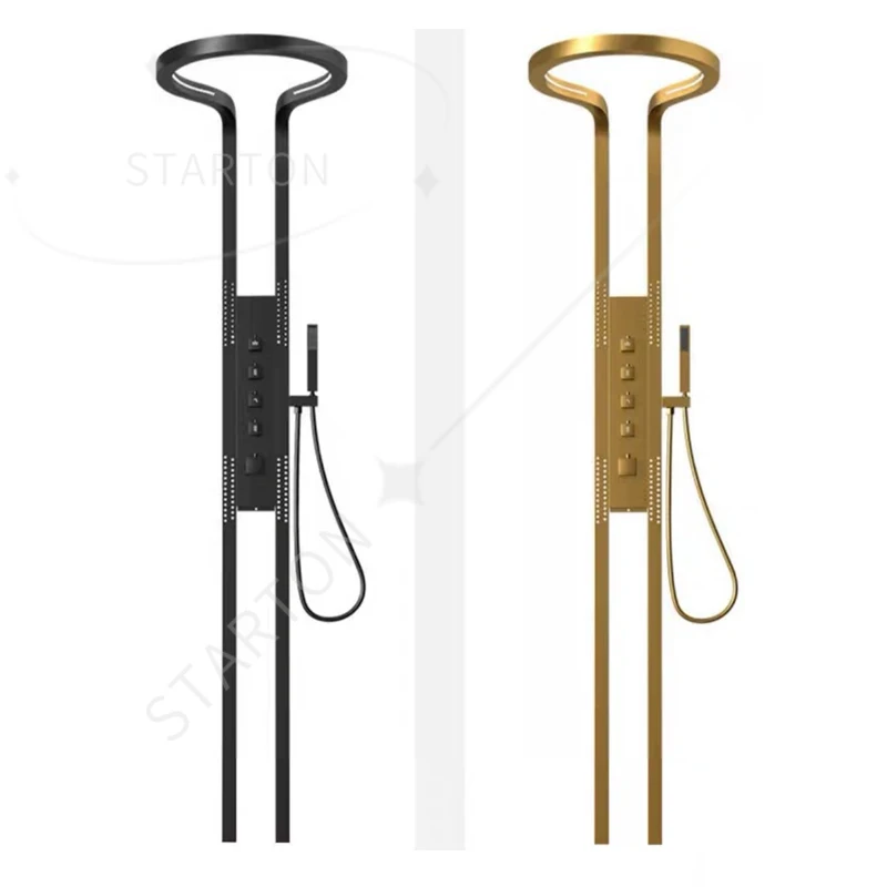 New Black Silver Multifunction Rainfalll Piano Key Hot and Cold Sprinkler Massage Shower Head Sets System Panel