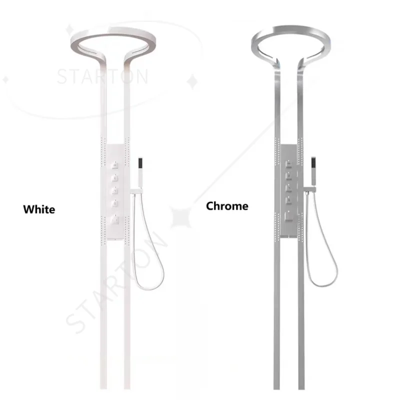 New Black Silver Multifunction Rainfalll Piano Key Hot and Cold Sprinkler Massage Shower Head Sets System Panel