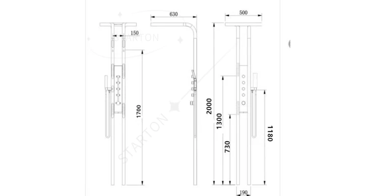 New Black Silver Multifunction Rainfalll Piano Key Hot and Cold Sprinkler Massage Shower Head Sets System Panel