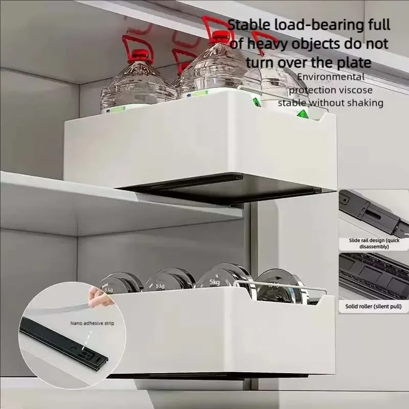 New Kitchen Storage Rack with Slide Rails Pull-out Kitchen Drawer Type Storage Tray Spice Box Storage Rack Cabinets Organizer