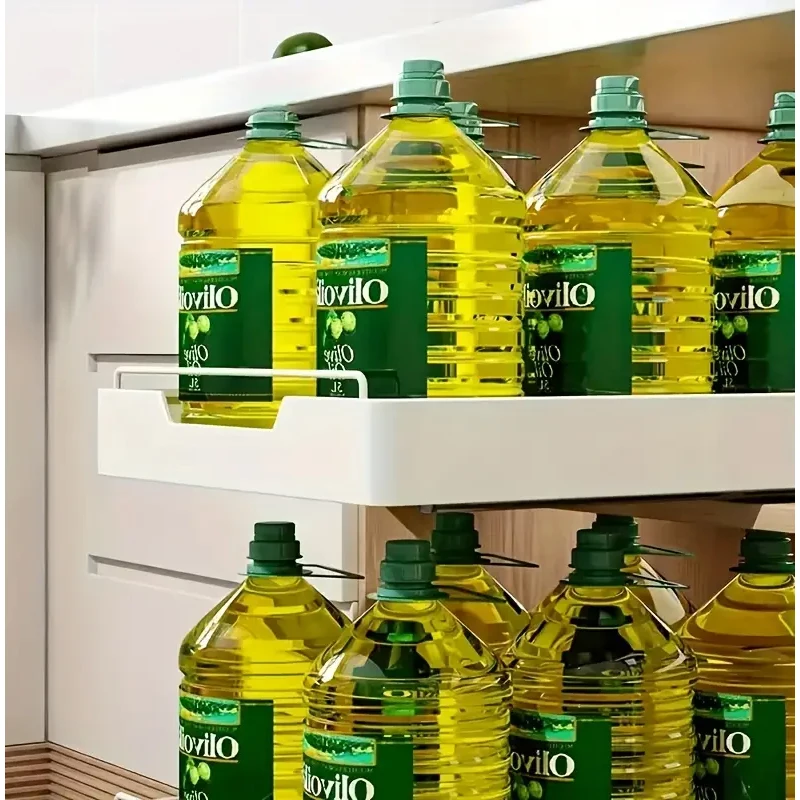 New Kitchen Storage Rack with Slide Rails Pull-out Kitchen Drawer Type Storage Tray Spice Box Storage Rack Cabinets Organizer