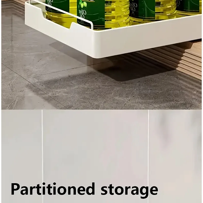 New Kitchen Storage Rack with Slide Rails Pull-out Kitchen Drawer Type Storage Tray Spice Box Storage Rack Cabinets Organizer