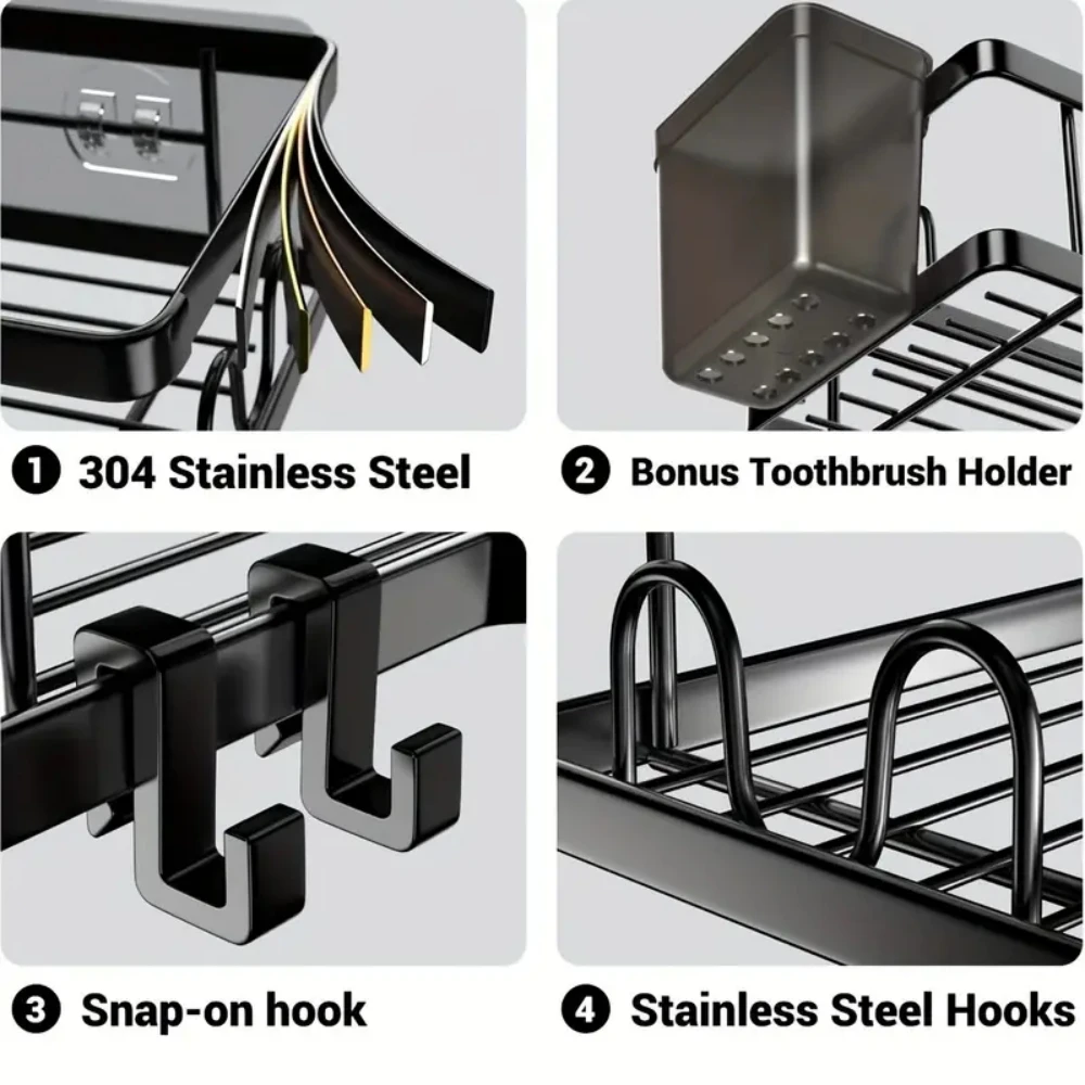 No Drilling Stainless Steel Triangle Double Layer Shelf