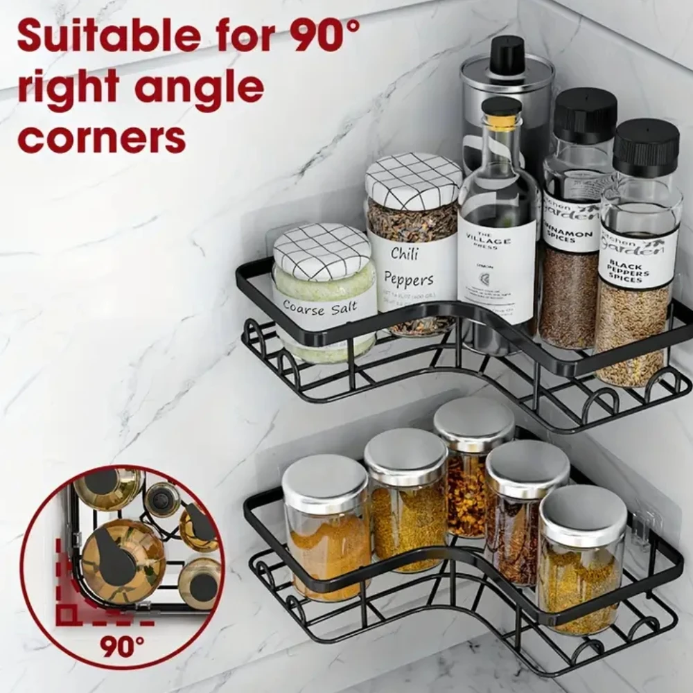 No Drilling Stainless Steel Triangle Double Layer Shelf