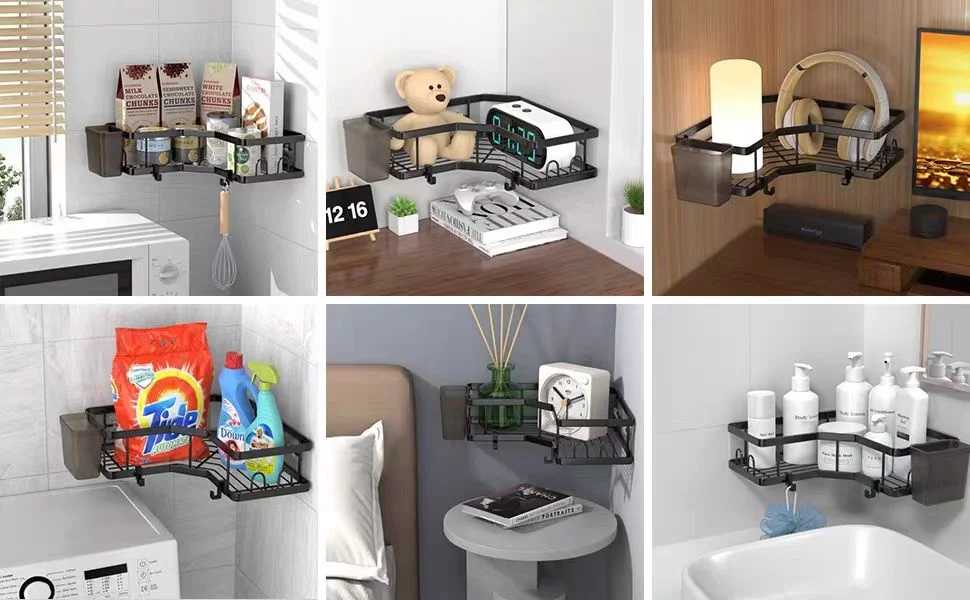 No Drilling Stainless Steel Triangle Double Layer Shelf