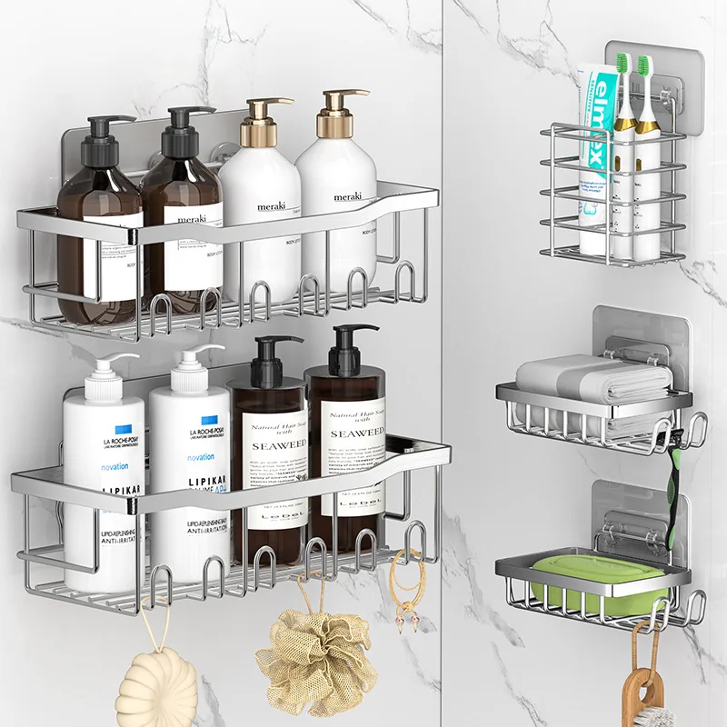 No Drilling Stainless Steel Triangle Double Layer Shelf BATHROOM SHELVES Color : MULTI|WHITE|shelf-hei|shelf-yin No Drilling Stainless Steel Triangle Double Layer Shelf BATHROOM SHELVES Color : MULTI|WHITE|shelf-hei|shelf-yin