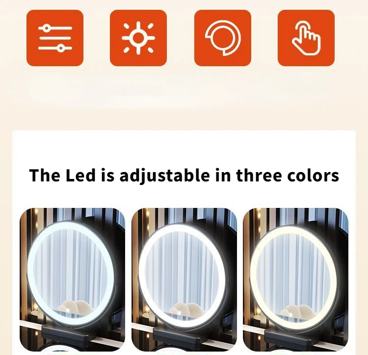 Nordic Glass Luxury Dressing Table with Smart Wireless Charging