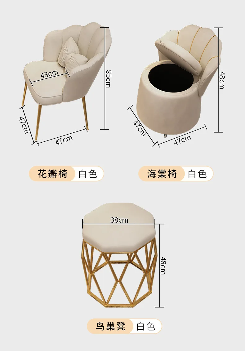 Nordic Glass Luxury Dressing Table with Smart Wireless Charging