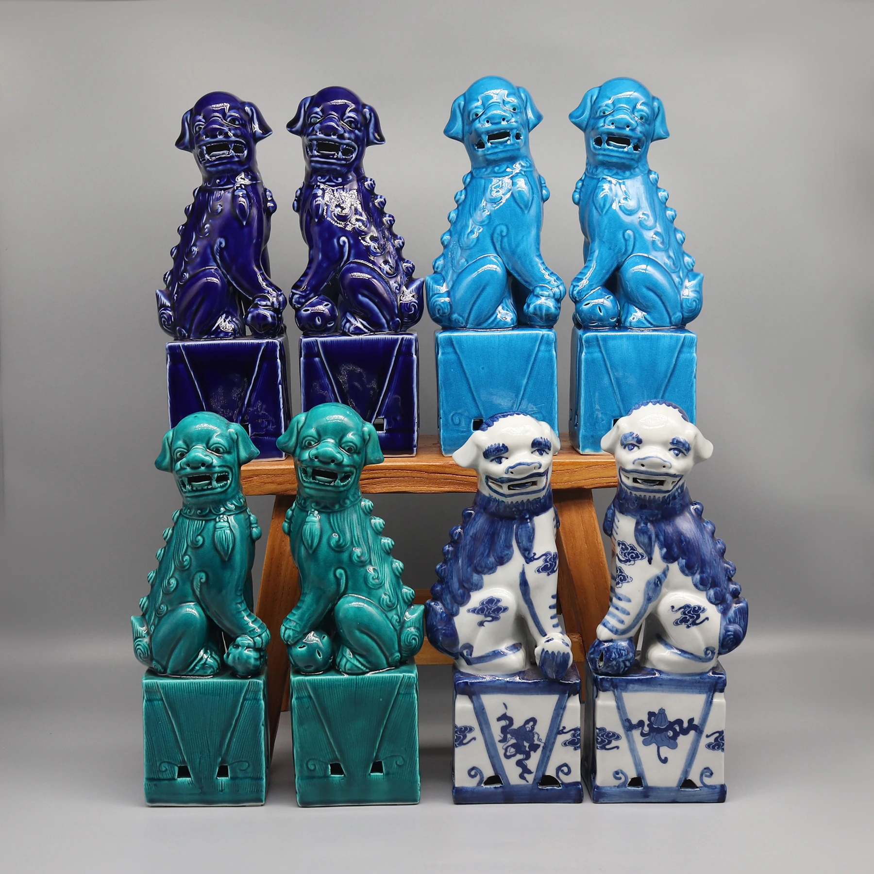 Pair of Foo Dogs Fu Dogs Buddha Dogs FIGURINES & MINIATURES Size : 10X6X27 cm Pair of Foo Dogs Fu Dogs Buddha Dogs FIGURINES & MINIATURES Size : 10X6X27 cm