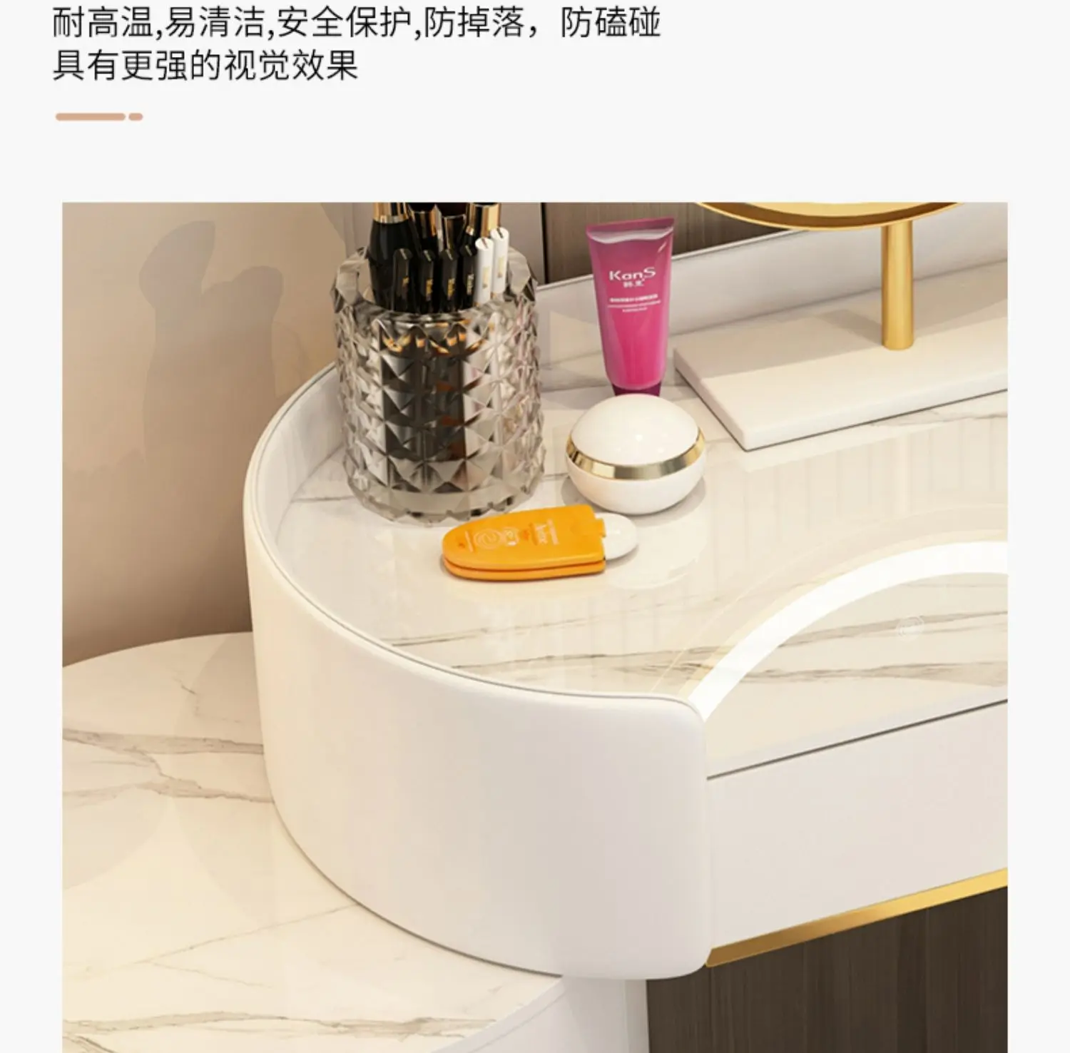 Pink White Vanity Table Women Luxury